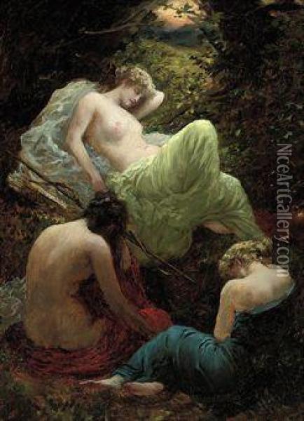The Siesta Of Diana Oil Painting - Thomas Benjamin Kennington