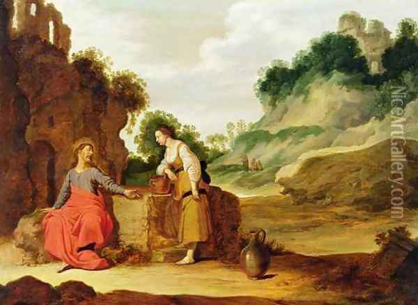 Christ and the woman of Samaria Oil Painting - Lambert Jacobsz or Jacobs