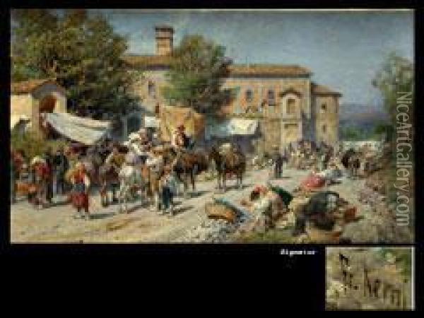 Sudliches Markttreiben Oil Painting - Franz Theodor Aerni
