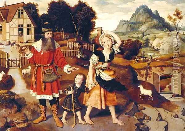 Abraham and Hagar Oil Painting - Jan Mostaert