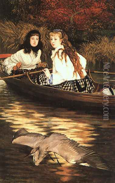 On the Thames- A Heron 1871-72 Oil Painting - James Jacques Joseph Tissot