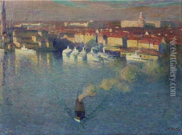 Hafen Von Stockholm Oil Painting - Heine Rath