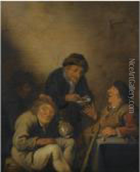 An Interior Scene With Peasants Drinking And Smoking Oil Painting - Jan Miense Molenaer