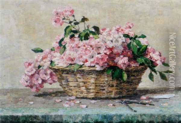 Pink Blossom In A Basket Oil Painting - Evert Pieters