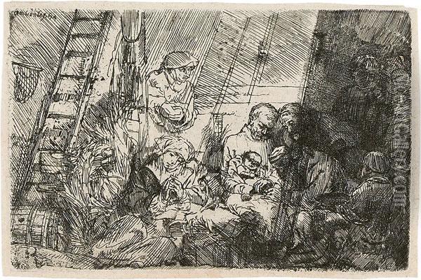 Die Beschneidung (im Breitformat) Oil Painting - Rembrandt Van Rijn