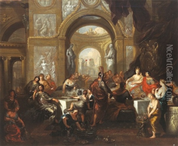 Das Gastmahl Der Kleopatra Oil Painting - Ottmar Elliger the Younger