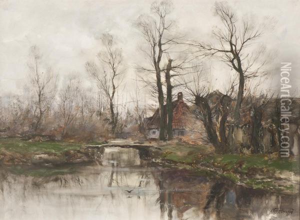 Farm By The Water Oil Painting - Charles Paul Gruppe