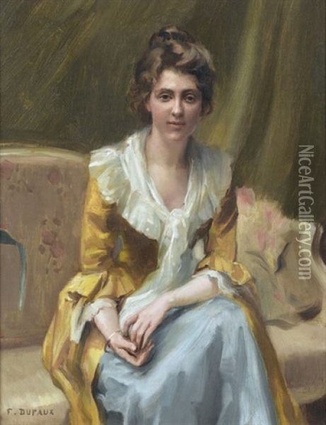Portrat Einer Junge Dame Auf Dem Sofa Oil Painting - Frederic Dufaux