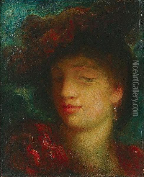 Study Of A Female Figure Oil Painting - Franz von Lenbach
