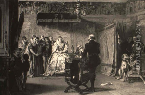 Shakespeare Before Queen Elizabeth Oil Painting - Laslett John Pott