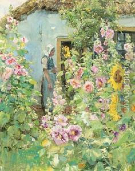 In The Flower Garden Oil Painting - Paul, Paulus Philip. Rink