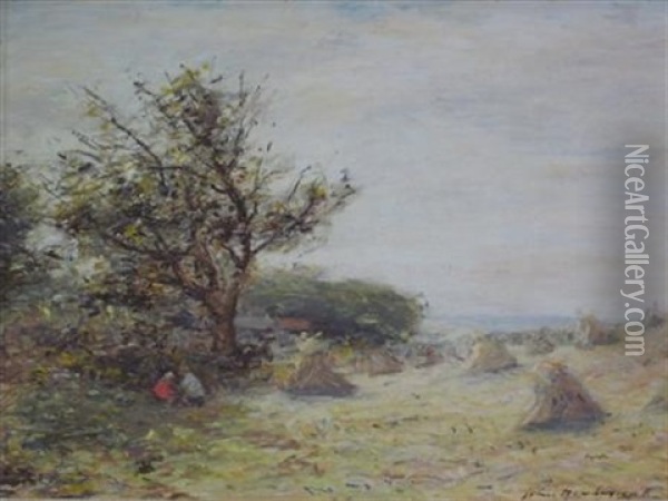 The Shade In The Hayfield Oil Painting - John Henderson
