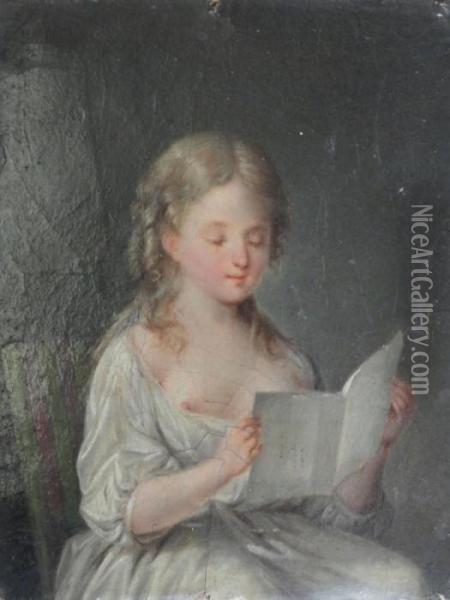 Jeune Fille Lisant Une Lettre Oil Painting - Henri Nicolas Van Gorp
