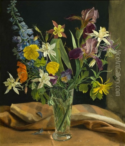 Blumenstrauss In Einer Glasvase Oil Painting - Hans Frank