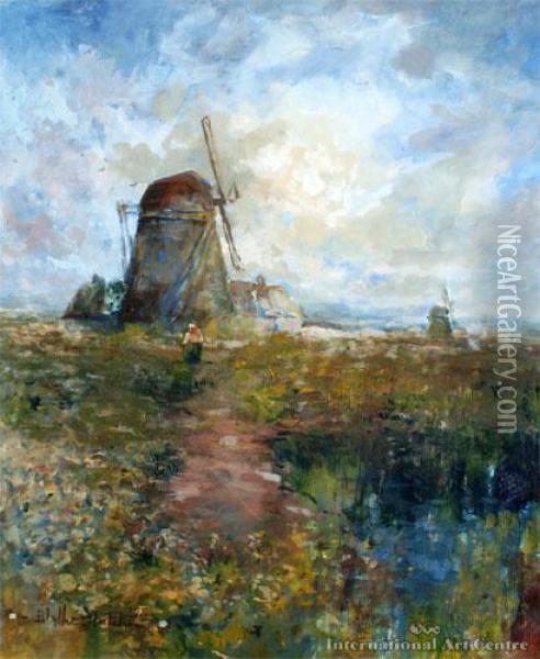 Windmills In The Spring Oil Painting - Blythe Fletcher