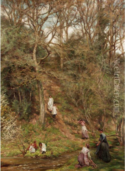 A Walk In The Woods Oil Painting - Edgar Barclay
