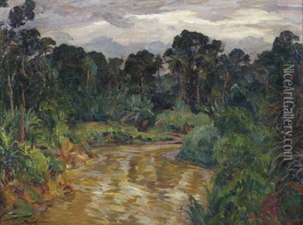 Landscape With River Oil Painting - Hans von Hayek