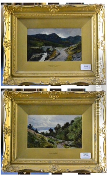 Church Beck, Coniston And Coniston Water (2 Works) Oil Painting - Sidney Richard Percy