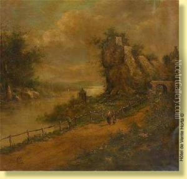 Promeneurs Au Bord Du Lac Oil Painting - Jean Hill