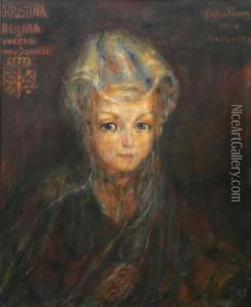 Portratt Forestallande Drottning Kristina Oil Painting - Mina Carlsson-Bredberg