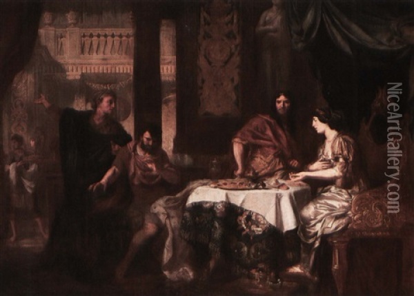 Queen Esther Accusing Haman In The Presence Of Ahasuerus Oil Painting - Gerard de Lairesse