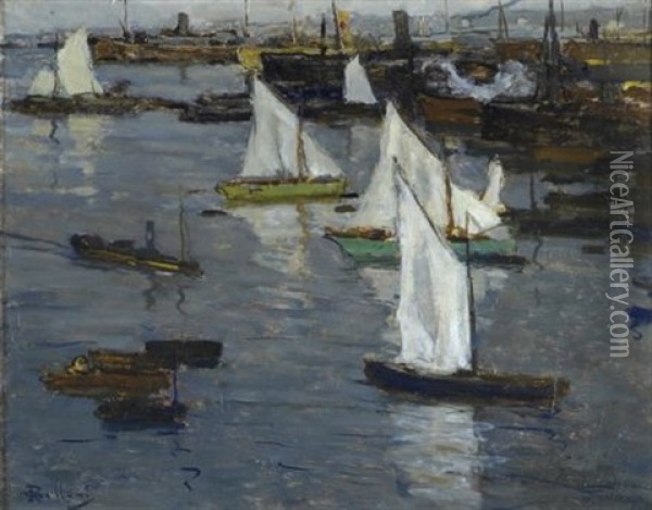 Porto Di Genova Oil Painting - Giorgio Belloni
