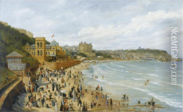 A View Of Scarborough Oil Painting - Adolf Behrens