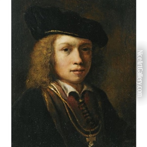 Tronie Of A Young Boy, Wearing A Brown Coat And A Beret Oil Painting -  Rembrandt van Rijn