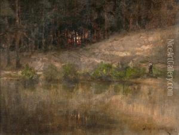A Forest Stream Oil Painting - Iulii Iul'evich (Julius) Klever