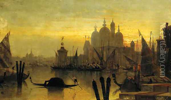 Santa Maria della Salute and la Dogana, Venice - a capriccio Oil Painting - Karl Kauffmann