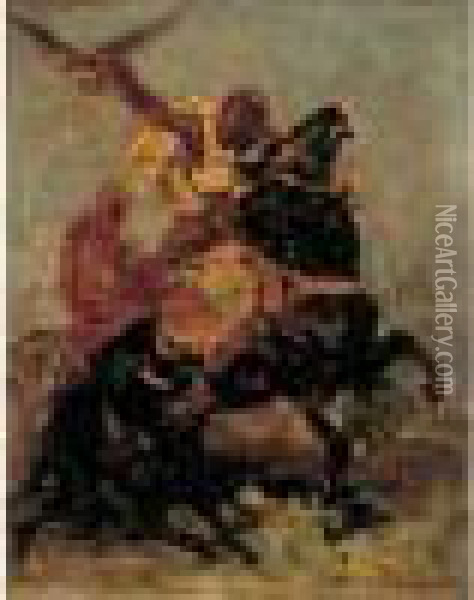 Fauconnier Arabe. Oil Painting - Henri Julien Rousseau