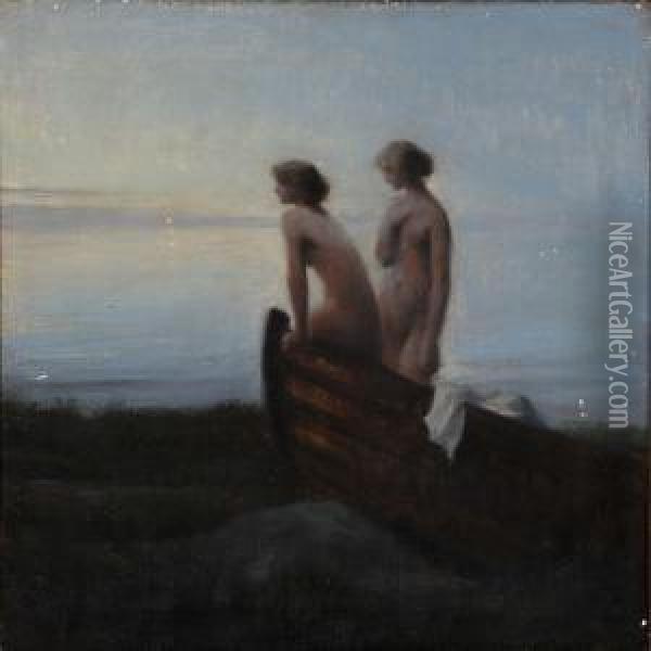 I De Lyse Naetter Oil Painting - Harald Slott-Moller