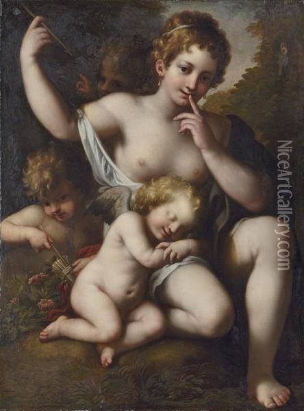 Venus And Cupid With Putti Oil Painting - Federico Bianchi
