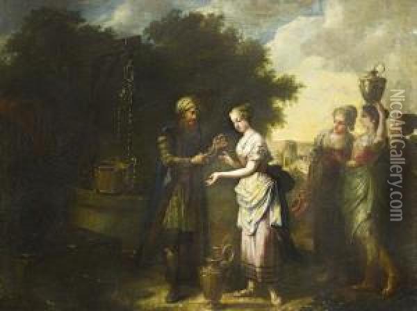 Rebecca At The Well Oil Painting - Januarius Zick