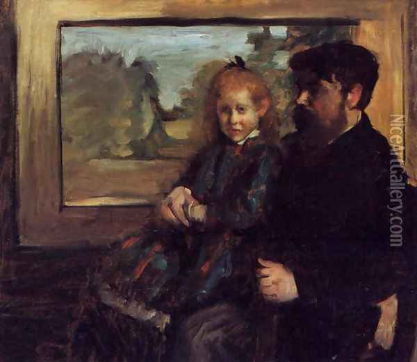 Henri Rouart and His Daughter Helene Oil Painting - Edgar Degas