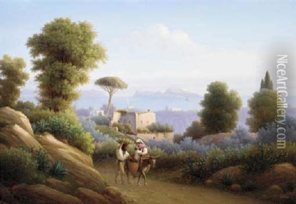 Capri Oil Painting - Johann Wilhelm Bruecke