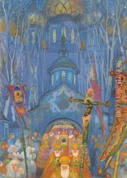 Easter Night Oil Painting - Leonid Mikhailovich