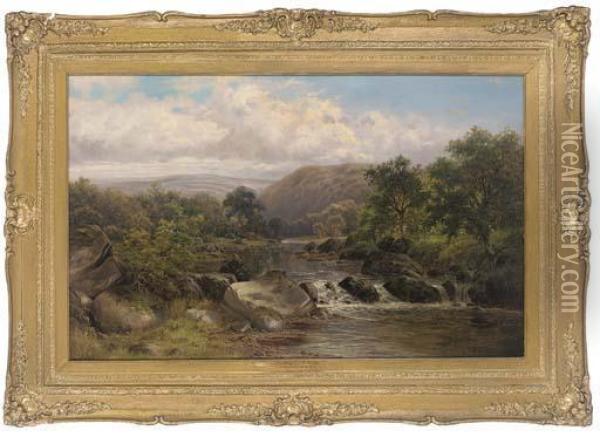 On The Llugwy River, North Wales Oil Painting - William Henry Mander