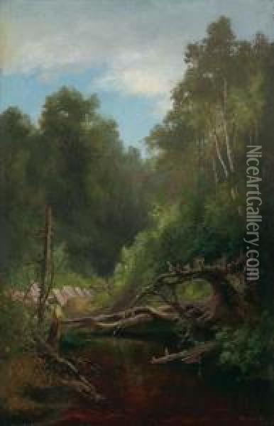 The Broken Bridge Oil Painting - Edward Hill