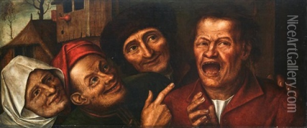 A Merry Company - A Fragment Oil Painting - Jan Massys