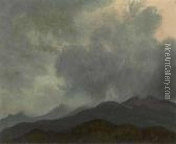 Turbulent Clouds, White Mountains, New Hampshire Oil Painting - Albert Bierstadt