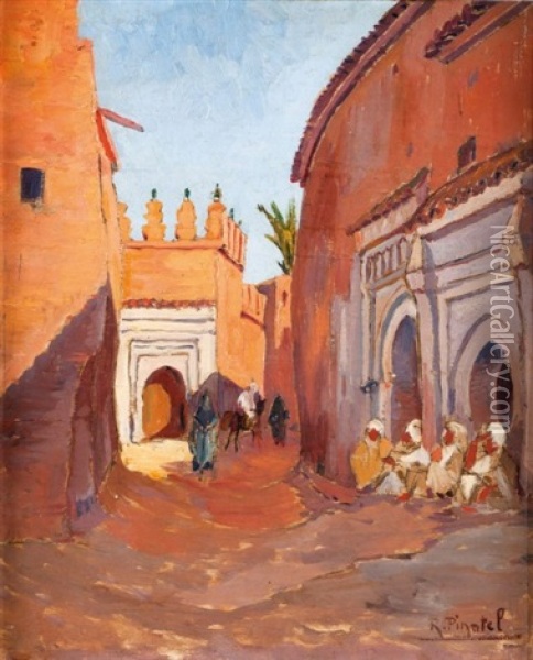 Rue Dun Village Au Maroc Oil Painting - Raphael Pinatel