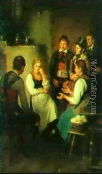 Brautwerbung Oil Painting - Franz Von Defregger