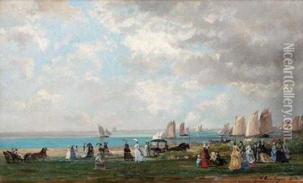 Flanorer Pa Stranden Oil Painting - Charles Boulogne