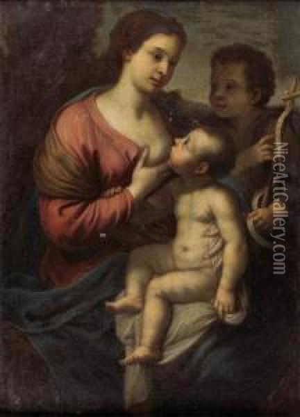  Vierge A L'enfant Et Saint Jean Baptiste Enfant  Oil Painting - Pierre Parrocel