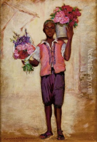 Petit Marchand De Fleurs Oil Painting - Marguerite Anne Rose Delorme