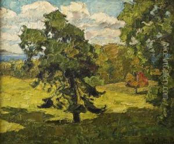 Sunny Wooded Landscape Oil Painting - Paul Nietsche