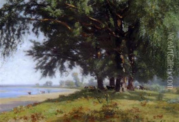 La Loire A Conde Oil Painting - Edme-Emile Laborne