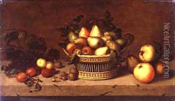 Still Life of Fruit in a Basket Oil Painting - Johann Bouman