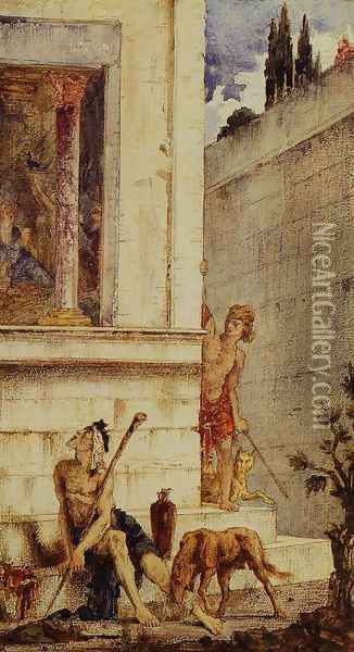The Wicked Rich and the Poor Lazarus Oil Painting - Gustave Moreau